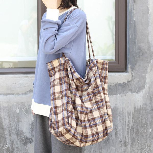 evening bags simple plaid canvas autumn and winter women tote bag large capacity single shoulder student cloth shopping handbags
evening bags simple plaid canvas autumn and winter women tote bag large capacity single shoulder student cloth shopping handbags