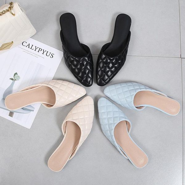 slippers lattices sewing candy colors closed toe woman solid flats mules slides brief trendy cut-out plaid pointed sandals, Black
slippers lattices sewing candy colors closed toe woman solid flats mules slides brief trendy cut-out plaid pointed sandals, Black