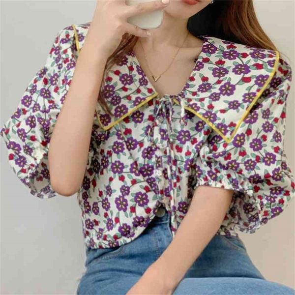 women's blouses & shirts summer loose printing lantern sleeves blouse femme vintage retro gentle lady streetwear florals blusas it, White
women's blouses & shirts summer loose printing lantern sleeves blouse femme vintage retro gentle lady streetwear florals blusas it, White