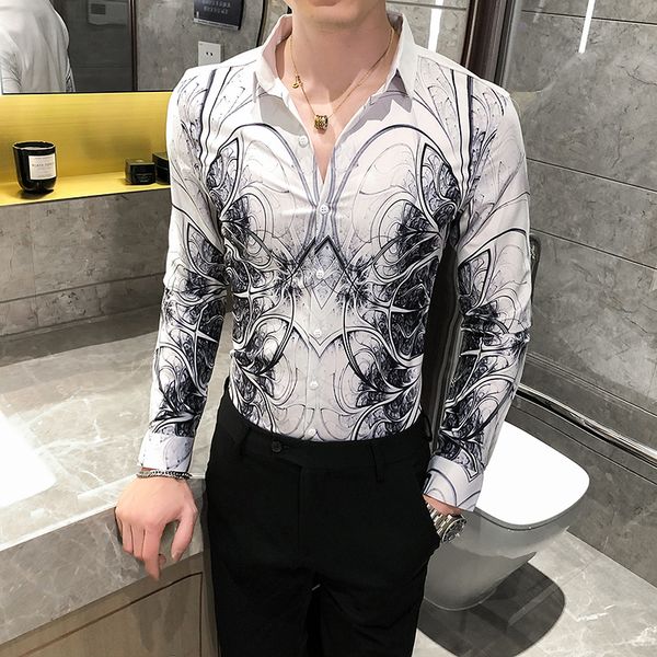 2021 new british digital print mode clothes for men's long during all game slim fit chemise homme black/white c1wi, Black;brown
2021 new british digital print mode clothes for men's long during all game slim fit chemise homme black/white c1wi, Black;brown