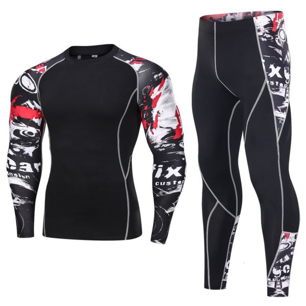 long sleeve tights printed men's fitness two piece quick dry t-shirt breathable running suit, Gray
long sleeve tights printed men's fitness two piece quick dry t-shirt breathable running suit, Gray