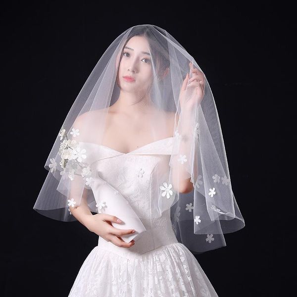 bridal veils simple white one layer veil wedding accessories lace flower applique cut edge brides without combs handmade, Black
bridal veils simple white one layer veil wedding accessories lace flower applique cut edge brides without combs handmade, Black