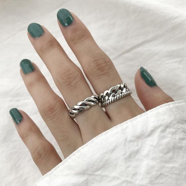 cluster rings rough chain antique ring real 925 sterling silver wide wave vintage stack open women korean jewelry gift, Golden;silver
cluster rings rough chain antique ring real 925 sterling silver wide wave vintage stack open women korean jewelry gift, Golden;silver