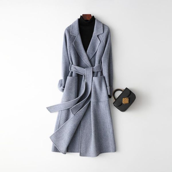 women's wool & blends long woolen coat women autumn winter korean lace up elegant slim overcoat casaco feminino h616, Black
women's wool & blends long woolen coat women autumn winter korean lace up elegant slim overcoat casaco feminino h616, Black