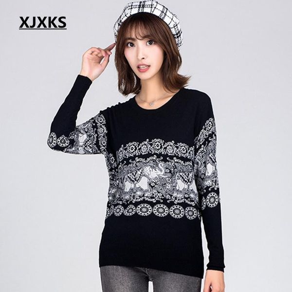 women's sweaters xjxks spring autumn sweater women o neck long sleeve pullover thin knitting female knitwear printe, White;black
women's sweaters xjxks spring autumn sweater women o neck long sleeve pullover thin knitting female knitwear printe, White;black