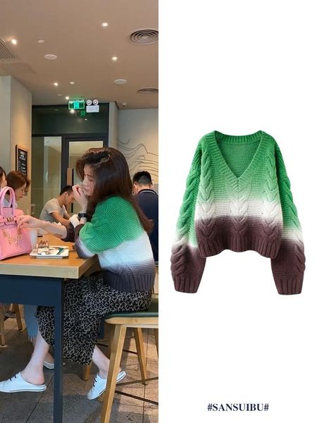 women's sweaters gradient sweater for v-neck loose short knit pullover contrast color patchwork twist knitting jumper, White;black
women's sweaters gradient sweater for v-neck loose short knit pullover contrast color patchwork twist knitting jumper, White;black