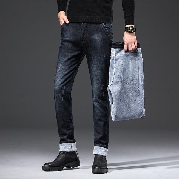 men's jeans 2021 winter men warm slim fit straight business fashion denim trousers plush fleece russia snow stretch office dad pants, Blue
men's jeans 2021 winter men warm slim fit straight business fashion denim trousers plush fleece russia snow stretch office dad pants, Blue