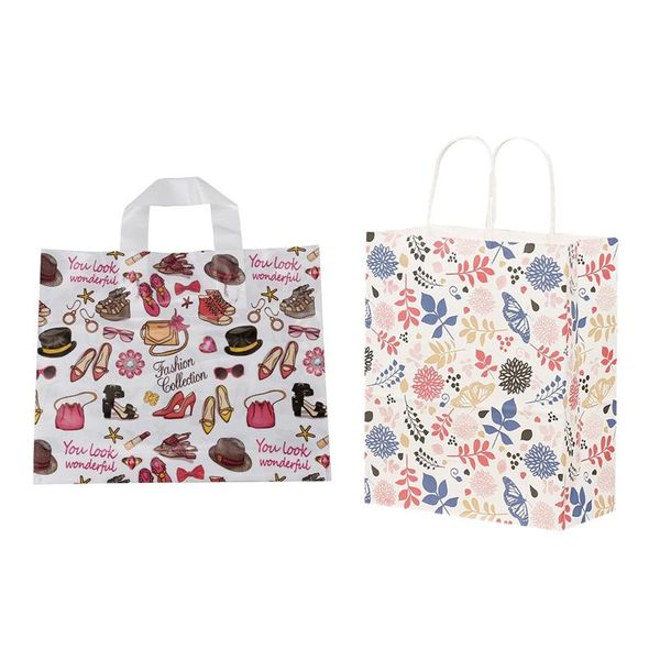 50pcs gift bags plastic shopping bags clothing package & 20pcs kraft paper bag (l) purple 
50pcs gift bags plastic shopping bags clothing package & 20pcs kraft paper bag (l) purple