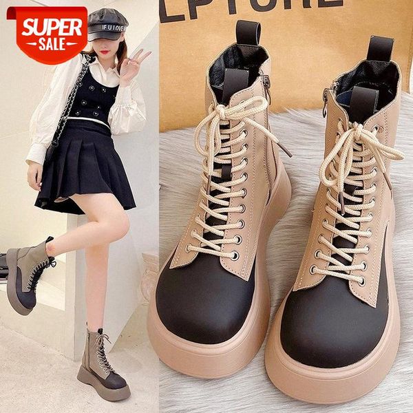 thick soled martin boots women's autumn british style lace up thin short spring and single #d63e, Black
thick soled martin boots women's autumn british style lace up thin short spring and single #d63e, Black