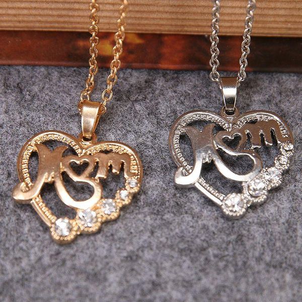 pendant necklaces 2 colors mother's day love gift mom letter heart rhinestone pendent necklace personalized jewelry for, Silver
pendant necklaces 2 colors mother's day love gift mom letter heart rhinestone pendent necklace personalized jewelry for, Silver