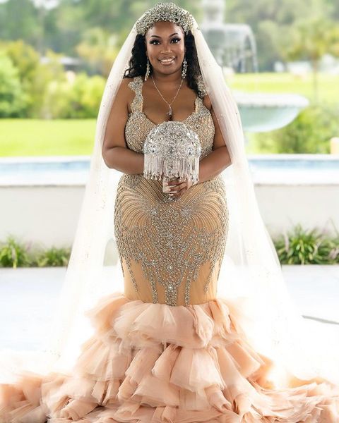 2021 plus size arabic aso ebi champagne luxurious mermaid wedding dresses beaded crystals tiers tulle bridal gowns dress zj330, White
2021 plus size arabic aso ebi champagne luxurious mermaid wedding dresses beaded crystals tiers tulle bridal gowns dress zj330, White