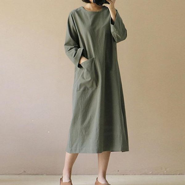 casual dresses 2021 linen midi dress womens autumn sudress long sleeve split tunic vestidos female front pocket robe streetwear, Black;gray
casual dresses 2021 linen midi dress womens autumn sudress long sleeve split tunic vestidos female front pocket robe streetwear, Black;gray