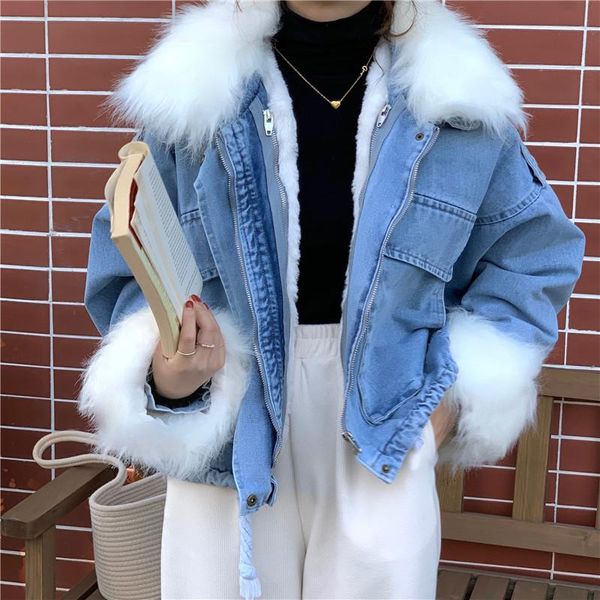 women's jackets 2021 winter vintage faux fur collar big pocket women denim parkas coat loose casual drawstring long sleeve female warm, Black;brown
women's jackets 2021 winter vintage faux fur collar big pocket women denim parkas coat loose casual drawstring long sleeve female warm, Black;brown