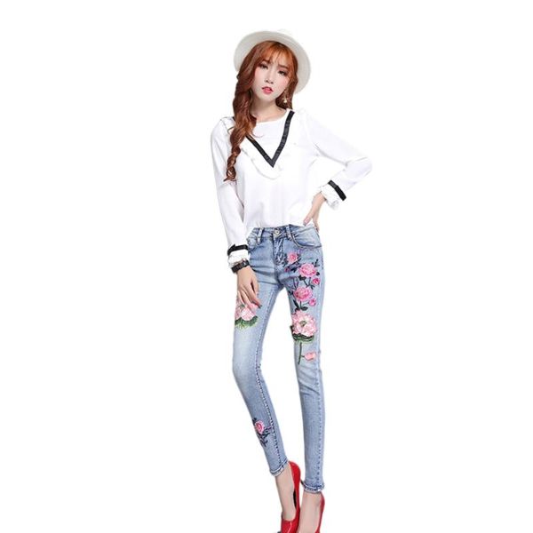 women's jeans 2021 fashion lotus embroidery pencil pants ladies skinny casual blue high waist denim for woman
women's jeans 2021 fashion lotus embroidery pencil pants ladies skinny casual blue high waist denim for woman