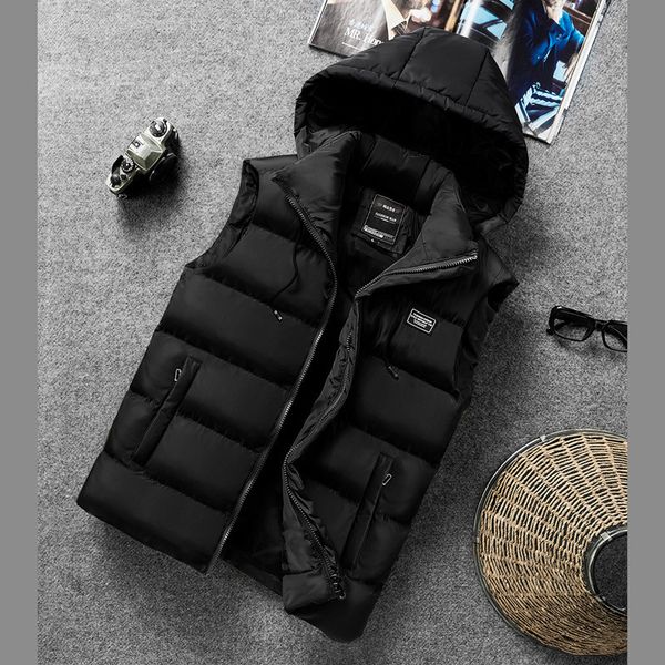 new autumn and winter warm down cotton men's large thickened vest coat hooded jacket, Black;white
new autumn and winter warm down cotton men's large thickened vest coat hooded jacket, Black;white