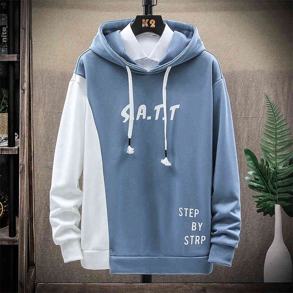 2021 autumn new korean sweater fashion brand hooded youth casual splicing men's et, Black
2021 autumn new korean sweater fashion brand hooded youth casual splicing men's et, Black