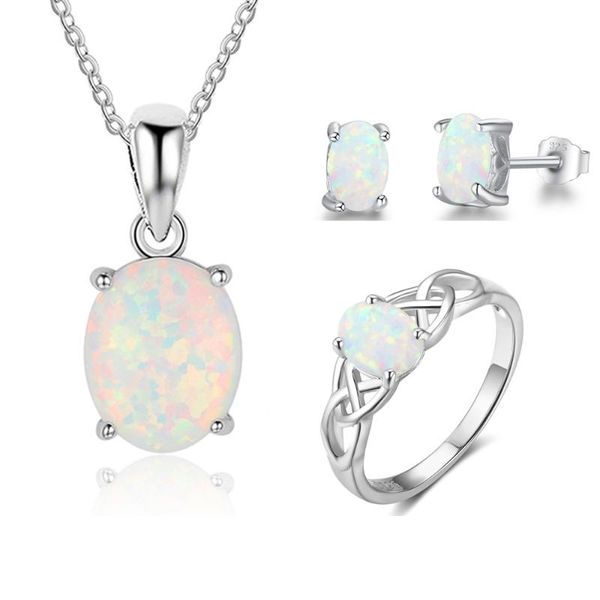 earrings & necklace women's opal jewelry pendant ring sets 2021 trend wedding bridal fashion gift for women girls, Silver
earrings & necklace women's opal jewelry pendant ring sets 2021 trend wedding bridal fashion gift for women girls, Silver