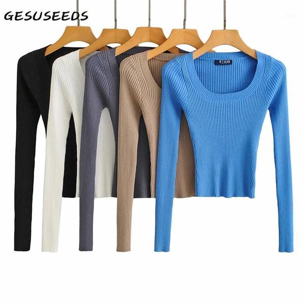 knitted cropped sweater women long sleeve pullover solid o neck basic slim white blue korean fall 2021 women's sweaters, White;black
knitted cropped sweater women long sleeve pullover solid o neck basic slim white blue korean fall 2021 women's sweaters, White;black