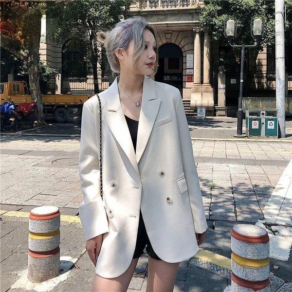 women's suits & blazers 2021 womens blazer double breasted suit jacket loose oversize coat solid color korean style autumn spring offic, White;black
women's suits & blazers 2021 womens blazer double breasted suit jacket loose oversize coat solid color korean style autumn spring offic, White;black