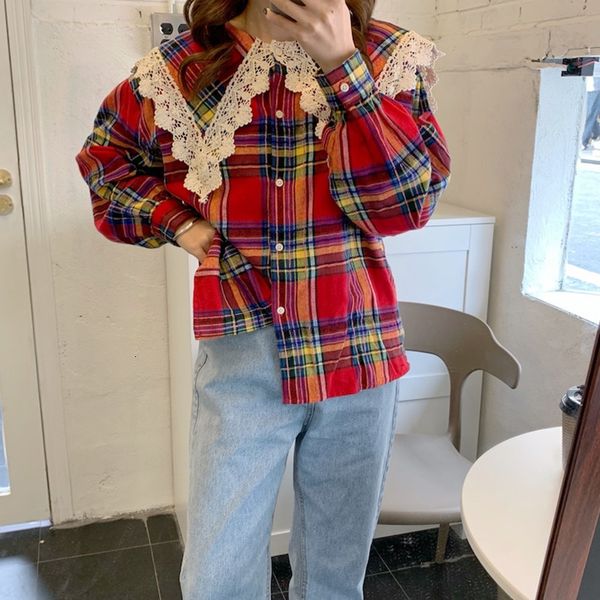 new colors 2021 spring plaid shirt sweet preppy style peter pan collar retro lace patchwork long sleeve blouses womens (n20211) 81ir, Black;white
new colors 2021 spring plaid shirt sweet preppy style peter pan collar retro lace patchwork long sleeve blouses womens (n20211) 81ir, Black;white
