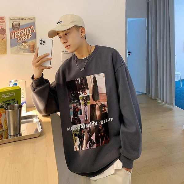 men's hoodies & sweatshirts round neck pullover sweater spring and autumn long sleeved printed hoodless jacket, Black
men's hoodies & sweatshirts round neck pullover sweater spring and autumn long sleeved printed hoodless jacket, Black