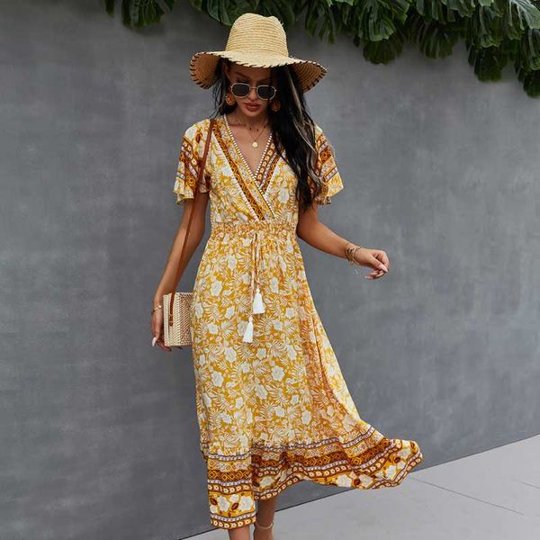 midi dresses women short sleeve bohemian dresses ethnic style floral print female clothes casual loose elegant vintage outerwear, Black;gray
midi dresses women short sleeve bohemian dresses ethnic style floral print female clothes casual loose elegant vintage outerwear, Black;gray