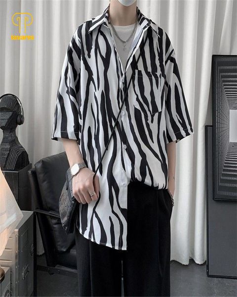 men's casual shirts tavares summer men short sleeve fashion shirt loose black white stripe pocket, White;black
men's casual shirts tavares summer men short sleeve fashion shirt loose black white stripe pocket, White;black