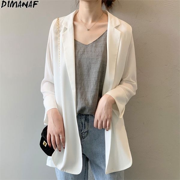women suit jacket blouse solid summer chiffon basic shirts office lady loose casual base korea coats female cardigan 210531, White;black
women suit jacket blouse solid summer chiffon basic shirts office lady loose casual base korea coats female cardigan 210531, White;black