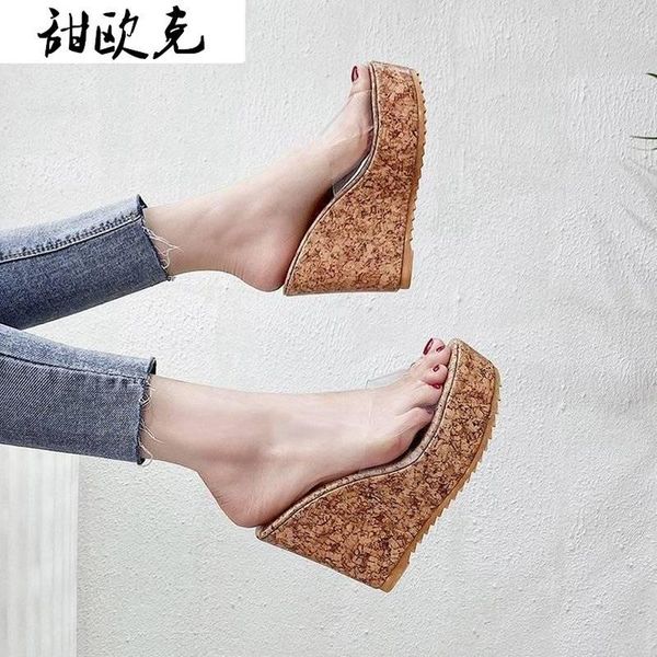 2021 summer new comfortable slope heel sandal women fashion external wear increase transparent platform high heel women sandals, Black
2021 summer new comfortable slope heel sandal women fashion external wear increase transparent platform high heel women sandals, Black
