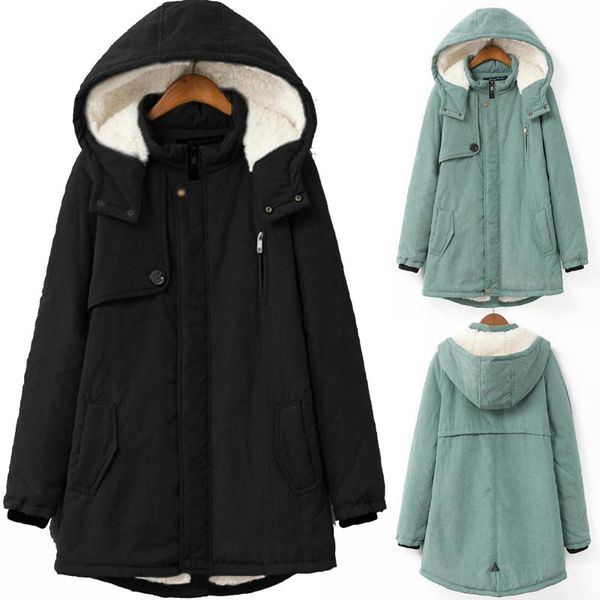 women's jackets winter jacket plus fat size ladies solid color warm coat lamb wool hooded zipper fleece females, Black;brown
women's jackets winter jacket plus fat size ladies solid color warm coat lamb wool hooded zipper fleece females, Black;brown