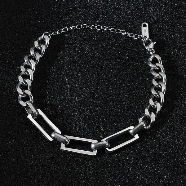 link, chain 2021 men's stainless steel bracelet femme jewelry pulsera hombre for women men punk hip hop, Black
link, chain 2021 men's stainless steel bracelet femme jewelry pulsera hombre for women men punk hip hop, Black