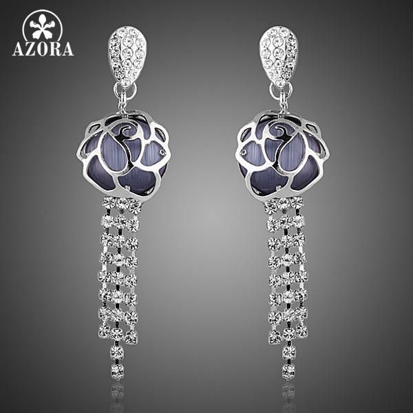 dangle & chandelier azora fancy elegant purple opal covered with hollow flower clear micro austrian crystal tassel drop earrings te0, Silver
dangle & chandelier azora fancy elegant purple opal covered with hollow flower clear micro austrian crystal tassel drop earrings te0, Silver