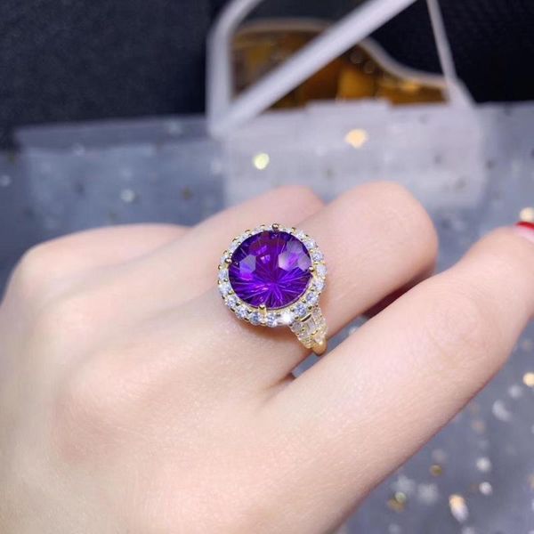 cluster rings big size natural purple amethyst gemstone ring women fine jewelry shiny bright color round gem birthday party date gift, Golden;silver
cluster rings big size natural purple amethyst gemstone ring women fine jewelry shiny bright color round gem birthday party date gift, Golden;silver