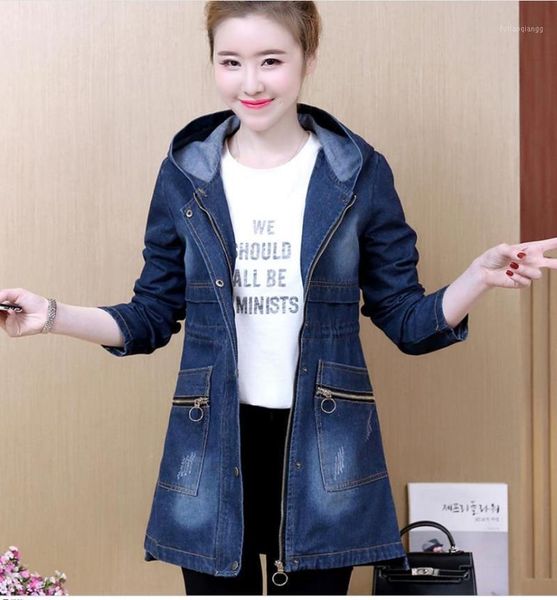 women's jackets 2021 women basic jacket fashion denim female spring and autumn long hooded xl slim versatile outer 202170, Black;brown
women's jackets 2021 women basic jacket fashion denim female spring and autumn long hooded xl slim versatile outer 202170, Black;brown