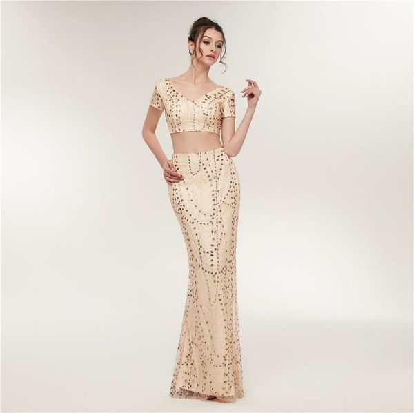 party dresses luxury beaded gold lace evening long 2 pieces formal dress women elegant mermaid crop prom backless, White;black
party dresses luxury beaded gold lace evening long 2 pieces formal dress women elegant mermaid crop prom backless, White;black