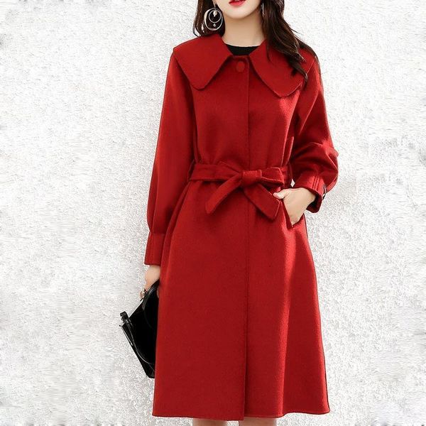 women's wool & blends women autumn fashion double-sided cashmere coats female woolen long jackets ladies solid warm outwear with belt q, Black
women's wool & blends women autumn fashion double-sided cashmere coats female woolen long jackets ladies solid warm outwear with belt q, Black