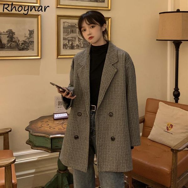 women's suits & blazers women autumn vintage england style loose retros plaid streetwear long sleeve outwear elegant double breasted pr, White;black
women's suits & blazers women autumn vintage england style loose retros plaid streetwear long sleeve outwear elegant double breasted pr, White;black