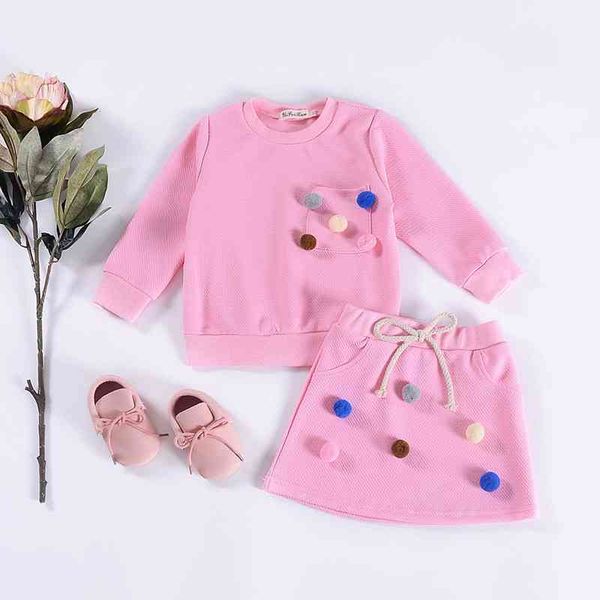 fashion children girls clothes set 2pcs cotton full sleeve pompon pocket + a line skirt spring autumn kids girl sets 90-130 210713, White
fashion children girls clothes set 2pcs cotton full sleeve pompon pocket + a line skirt spring autumn kids girl sets 90-130 210713, White