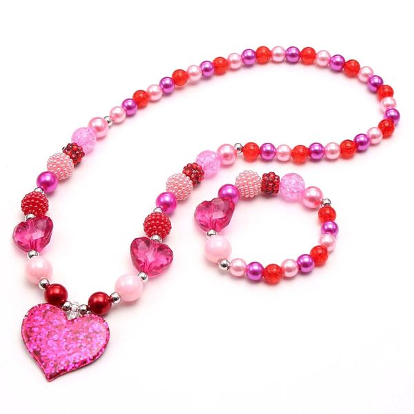 valentine's day girls kids heart pendant necklace bracelets jewelry set red/pink color for festival gifts, Red;brown
valentine's day girls kids heart pendant necklace bracelets jewelry set red/pink color for festival gifts, Red;brown