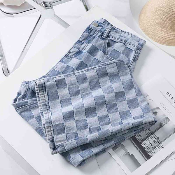 women's pants & capris fashion women plaid jeans high waist denim material long stright trousers for female streetwear lo6i, Black;white
women's pants & capris fashion women plaid jeans high waist denim material long stright trousers for female streetwear lo6i, Black;white