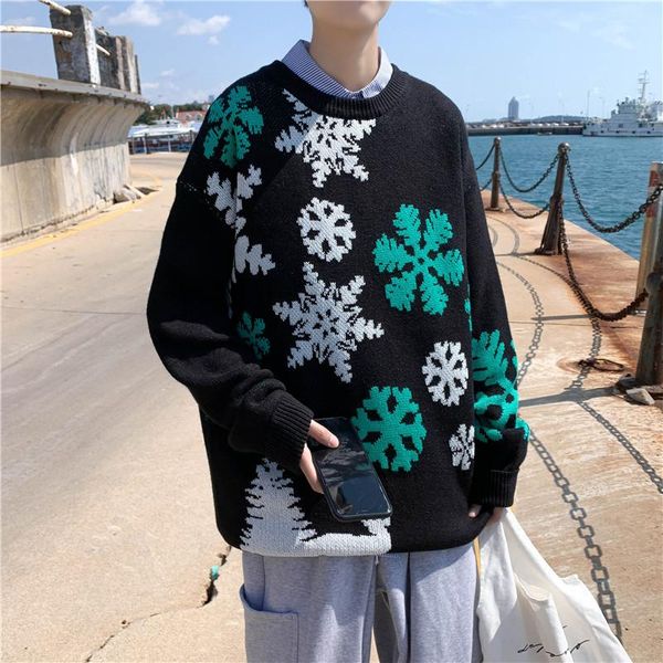 men's sweaters snowflake printed men sweater pullover casual wild long-sleeved christmas eve's knit warm couples o-neck bottoming, White;black
men's sweaters snowflake printed men sweater pullover casual wild long-sleeved christmas eve's knit warm couples o-neck bottoming, White;black