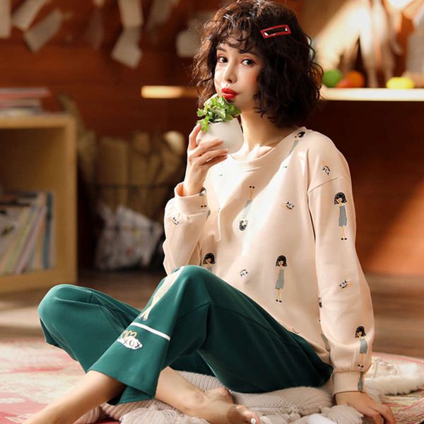spring women's pajamas cotton long sleeve cute korean fresh student suit can be worn in autumn and winter, Black;red
spring women's pajamas cotton long sleeve cute korean fresh student suit can be worn in autumn and winter, Black;red