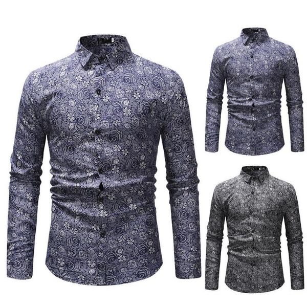 men's casual shirts floral printed men plus size button up t male work tees, White;black
men's casual shirts floral printed men plus size button up t male work tees, White;black