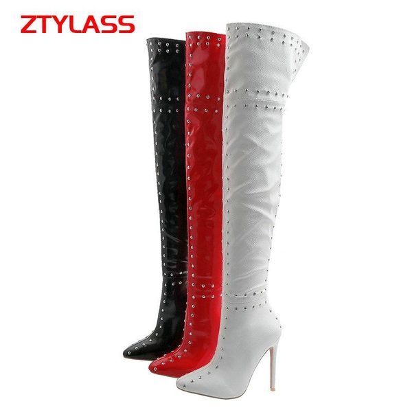 boots 2021 autumn winter women over the knee stiletto thigh fashion zipper rivet pointed toe long big size 45, Black
boots 2021 autumn winter women over the knee stiletto thigh fashion zipper rivet pointed toe long big size 45, Black