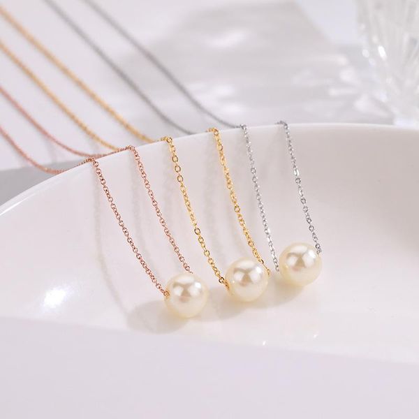pendant necklaces simulated pearl necklace women accessories kolye, minimalist stainless steel statement collares femme jewelry, Silver 
pendant necklaces simulated pearl necklace women accessories kolye, minimalist stainless steel statement collares femme jewelry, Silver