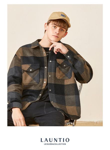 men's wool & blends 2021 autumn and winter products plaid woolen coat pocket decoration retro fashion, Black
men's wool & blends 2021 autumn and winter products plaid woolen coat pocket decoration retro fashion, Black