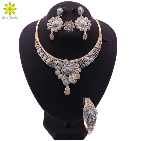 dubai fashion jewelry sets elegant women party gold color flower crystal necklace bracelet earrings ring luxury jewelry h1022, Silver
dubai fashion jewelry sets elegant women party gold color flower crystal necklace bracelet earrings ring luxury jewelry h1022, Silver