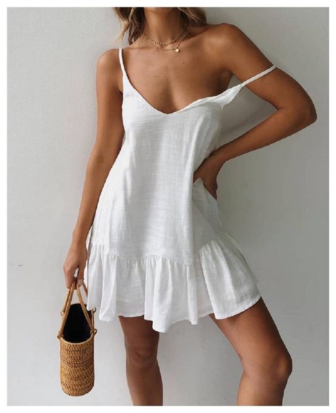 casual dresses summer women off shoulder spaghetti strap white shift dress ruffle sundress mini cotton linen beach vestidos, Black;gray
casual dresses summer women off shoulder spaghetti strap white shift dress ruffle sundress mini cotton linen beach vestidos, Black;gray