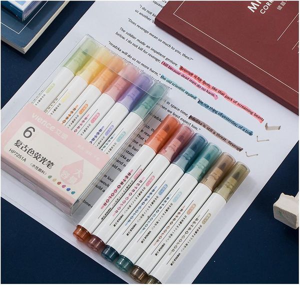 6 colors/pack highlighters pens chisel tip highlighter morandi fluorescent marker set for student office c jllkej
6 colors/pack highlighters pens chisel tip highlighter morandi fluorescent marker set for student office c jllkej