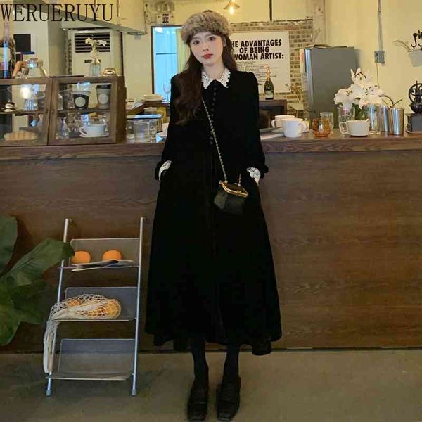 werueruyu french style lace vintage black velvet dress women autumn winter dress fashion party dresses 210608, Black;gray
werueruyu french style lace vintage black velvet dress women autumn winter dress fashion party dresses 210608, Black;gray
